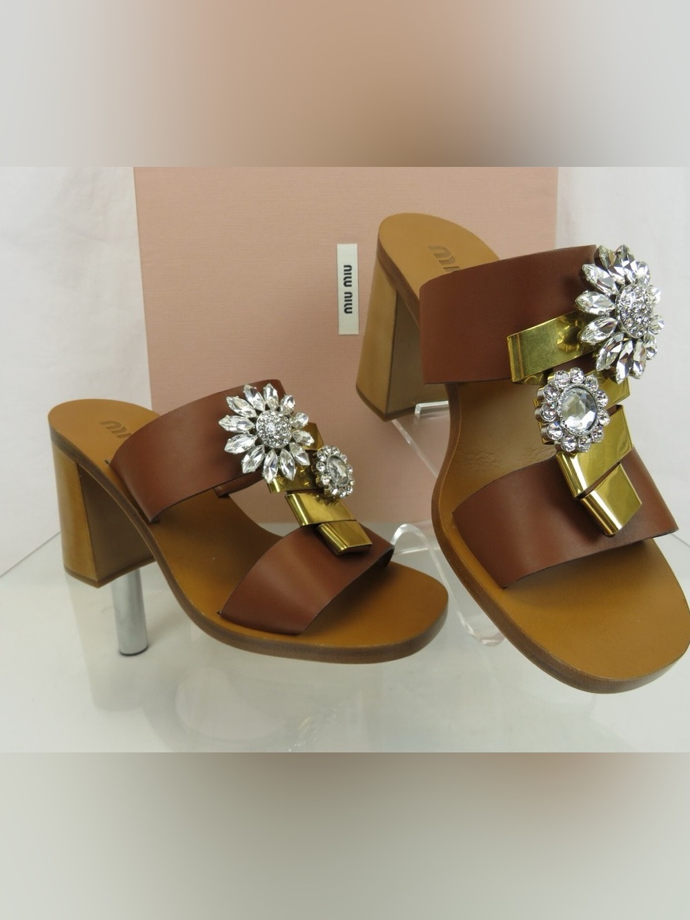Miu Miu Brown Leather Mules